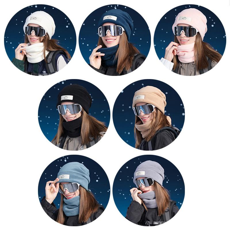Winter Hat Scarf Suit Velvet Warm Ear Protection Cap Men Women Outdoor Cycling Coldproof Cap
