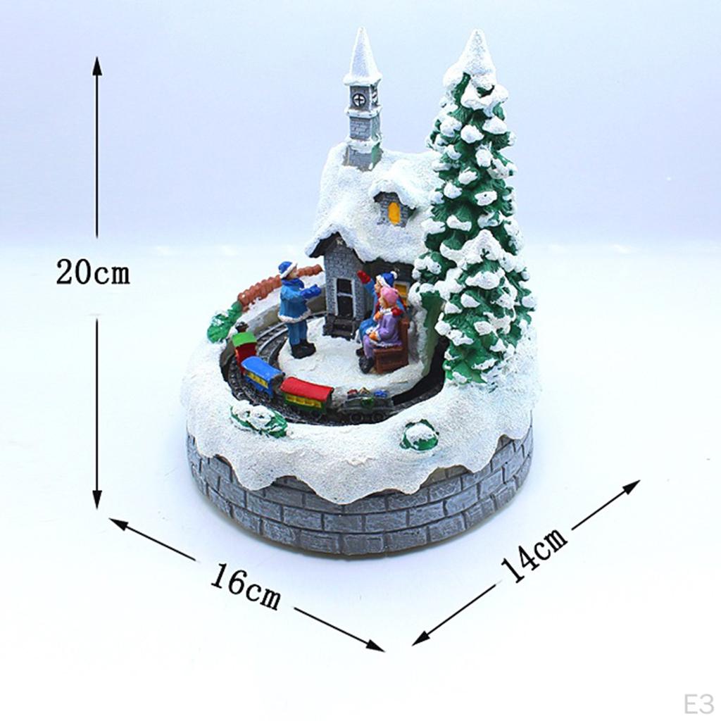 Luminous House Music Snow Christmas Ornaments Traditional for Table Chritsmas Desktop