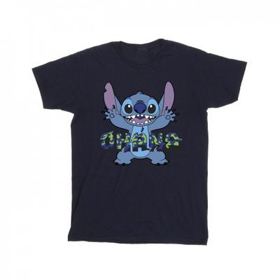 Mens Lilo And Stitch Ohana Blue Glitch T-Shirt