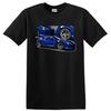 Blue Sports Car Graphic T Shirt Cool Auto Racing Car Tee Graphic Design