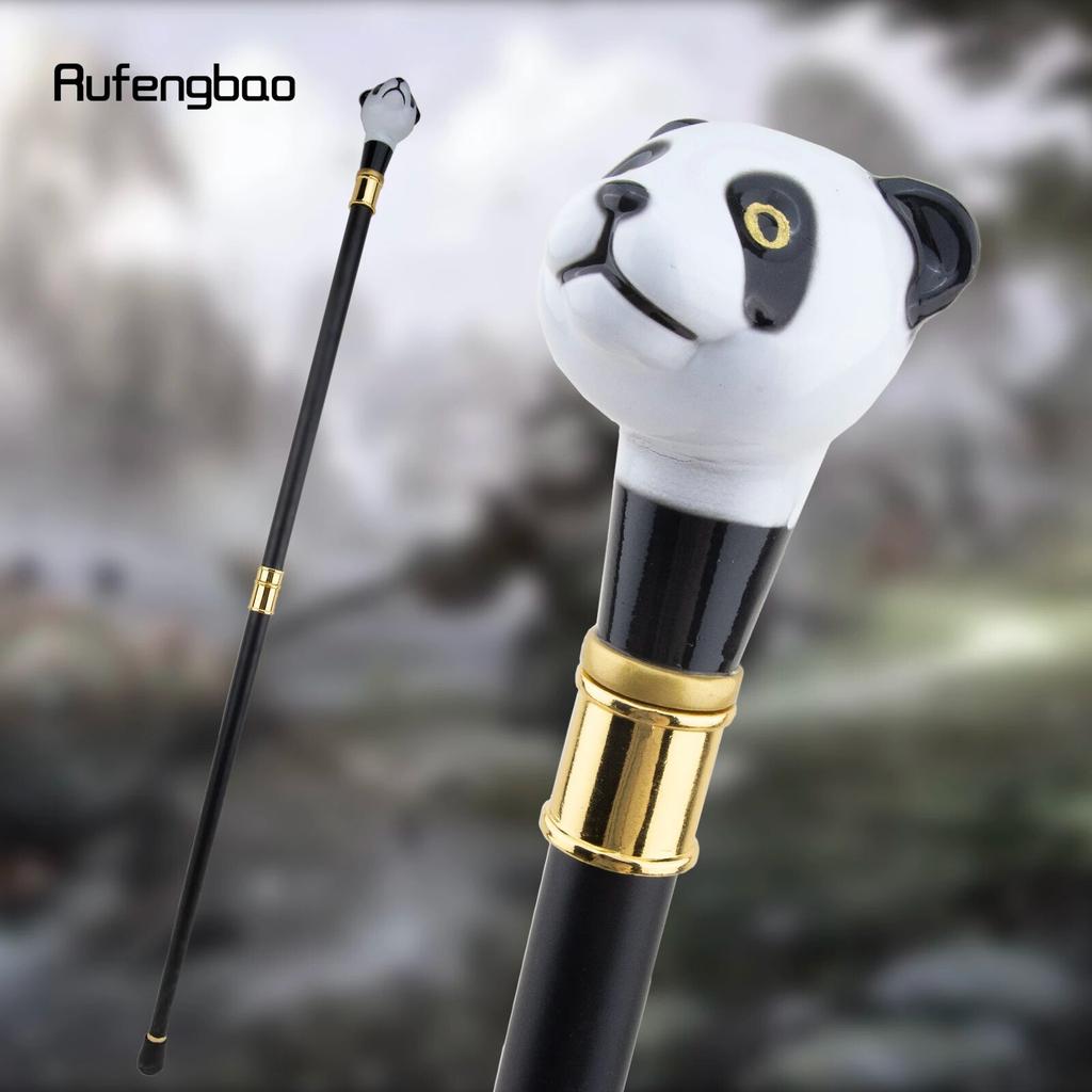 Svart Hvit Panda Spaserstokk Mote Dekorativ Spaserstokk Gentleman Elegant Cosplay Cane Knob Crosier 93cm