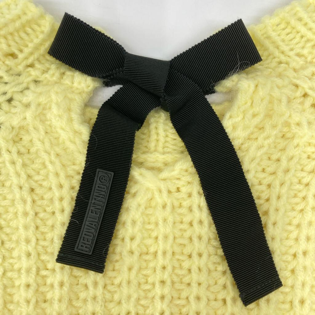 Red Valentino XR3KC12G Yellow Mohair Cable Knit Tops S yellowUsed