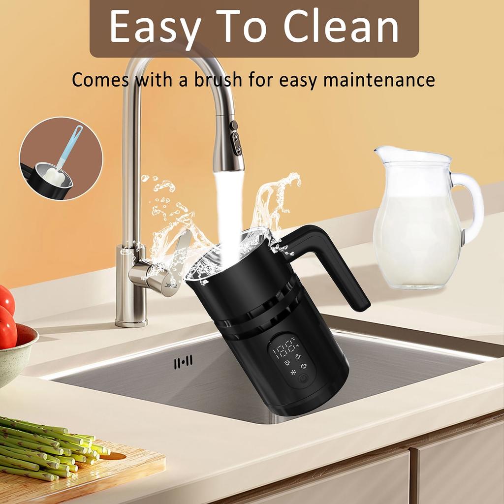 Montalatte e Scaldalatte Elettrico 5-in-1, Montalatte di Grande Capacità, Schiumatore Automatico Caldo e Freddo per Cappuccino, Latte Macchiato, Cioccolata Calda