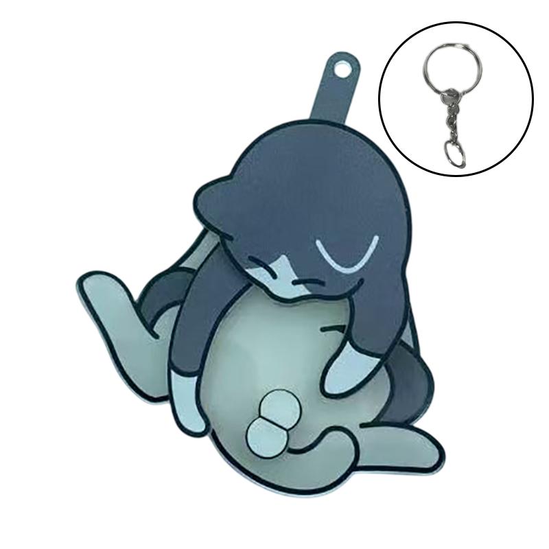 Kreativní přívěsek na klíče s vajíčkem a kočkou, roztomilý a vtipný otočný akrylový přívěsek na klíče pro ženy, přívěsek na klíče, kabelku, tašku, příslušenství