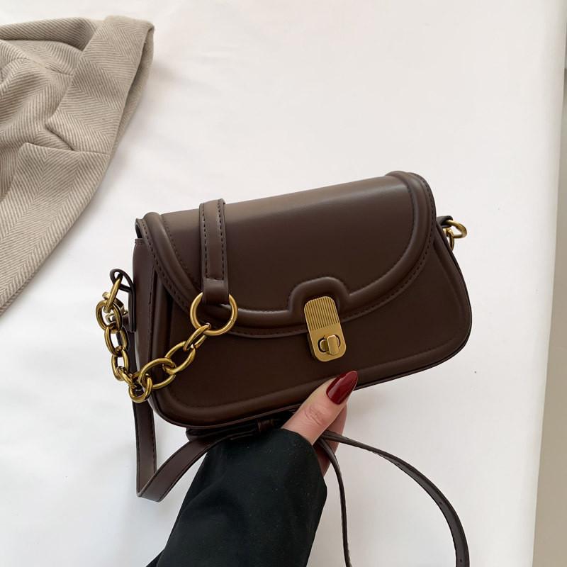 Stylish Vintage Flap Messenger Bag For Ladies 2023 New Season Small Size Pu Crossbody