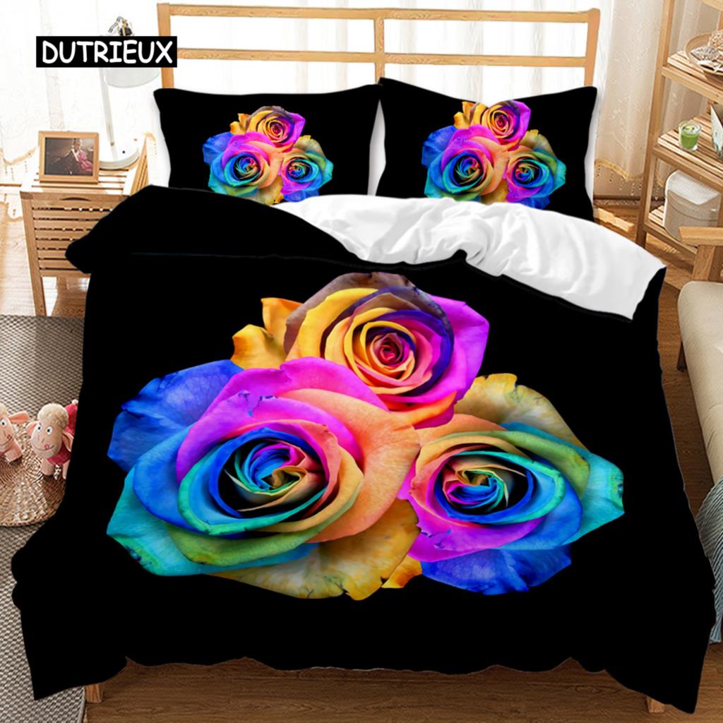 

Пододеяльник с розами, красный, цветочный, свадебный, комплект постельного белья для двоих, подарок на День святого Валентина для любимого, двуспальный, двуспальный, королевский, полиэстеровый стеганый чехол EU single(135x200cm)