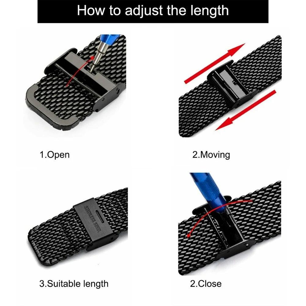 Mesh Watch Band For Huawei Band 10 9 8 Stainless Steel Wrist Bracelet Strap Loop For Huawei Band 8 9 10Correa 2027