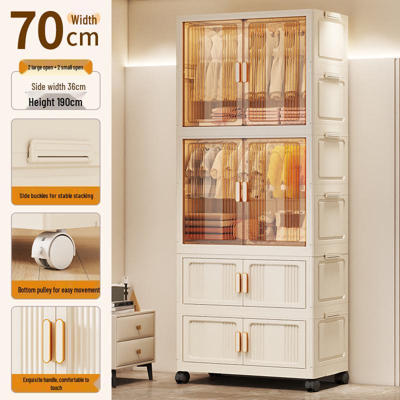 Children's Wardrobe & Storage Cabinet for Clothes, Snacks & Toys - No-Install Foldable Plastic Box