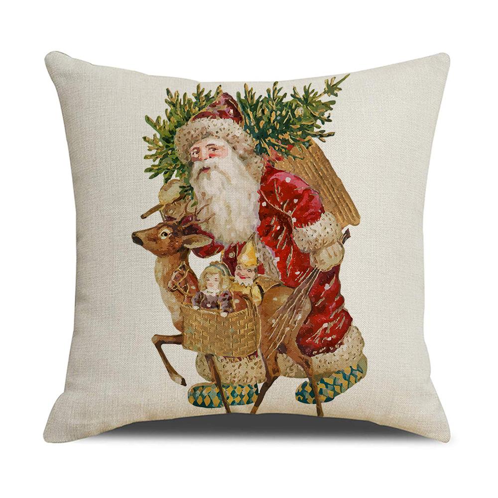 Cartoon Santa Claus Reindeer Series Linen Pillow Cover Nordic Office Sofa Cushion Cover Cushion Cover