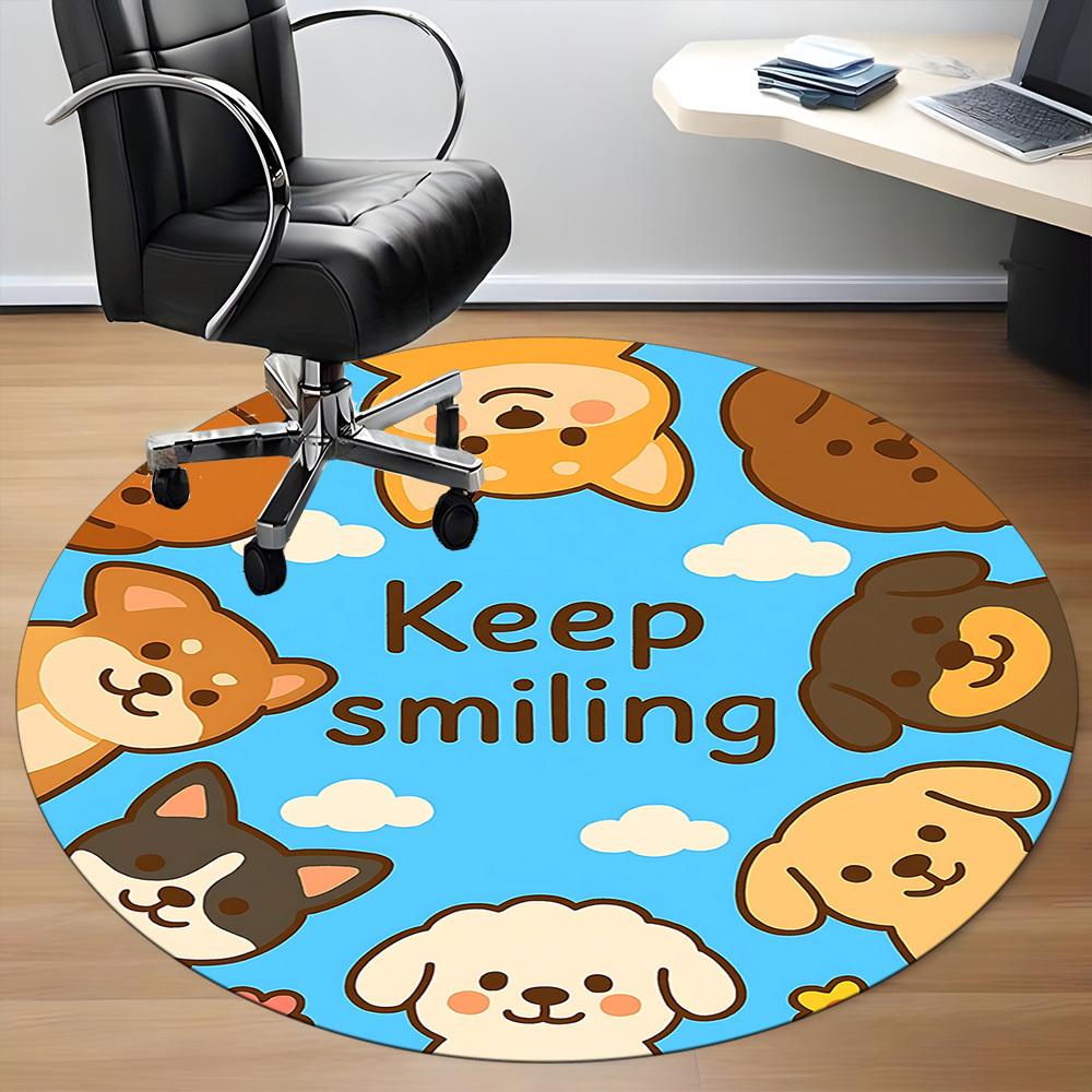 1pc Puppy Smile Office Round Area Rug,  Mat Suitable ForOffice, Under Office Chairs Bedroom Living Room Home Decor, Room Deco