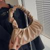 Square Pleated Handbag Phone Bag PU Leather Underarm Bag Luxury Cloud Bag  Ladies