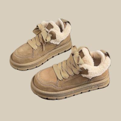 Damen Freizeitschuhe Schneestiefel Herbst und Winter Neue Mode Retro Plüschisolierung Dickbesohlte Baumwollschuhe Thermostiefel