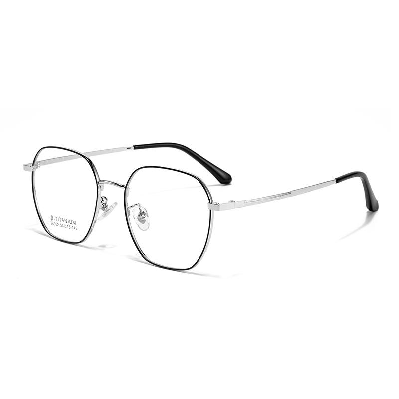Retro Polygon Ultra-light Myopia Glasses Frame: Fashionable, Versatile, High-quality Metal Eyeglasses.
