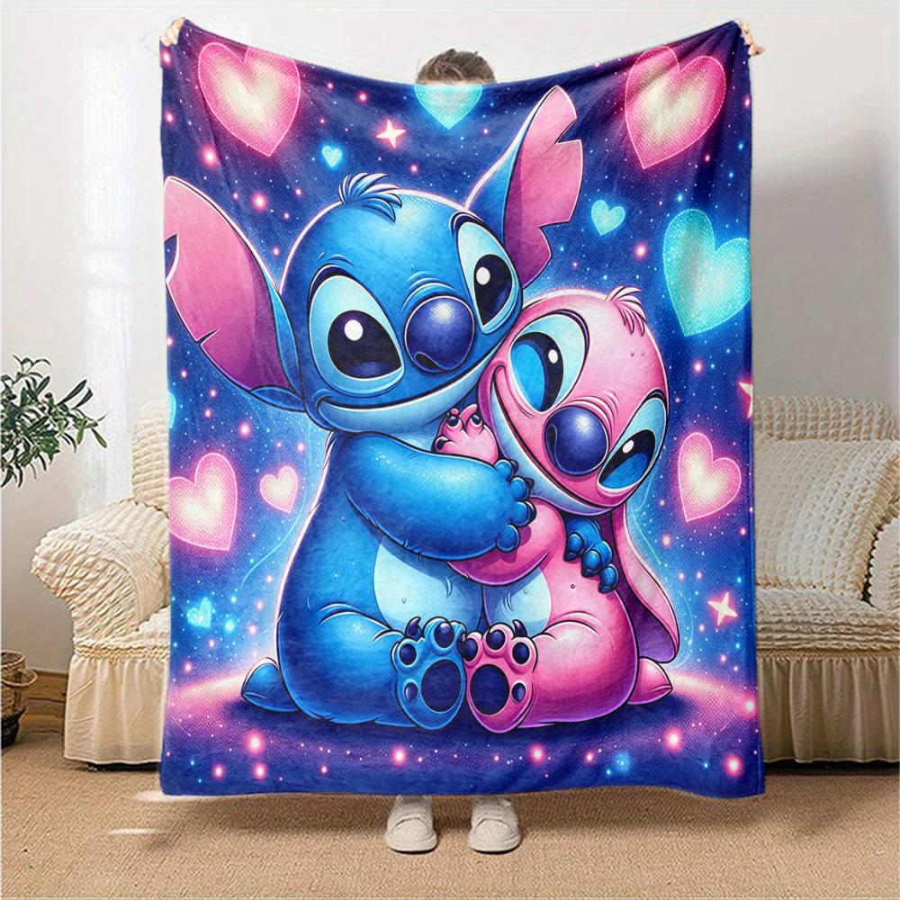 Stitch Friendship Flannel Blanket Super Soft Warm Cozy Blanket For Sofa Bed Office Travel Allseason Home Decor Gift