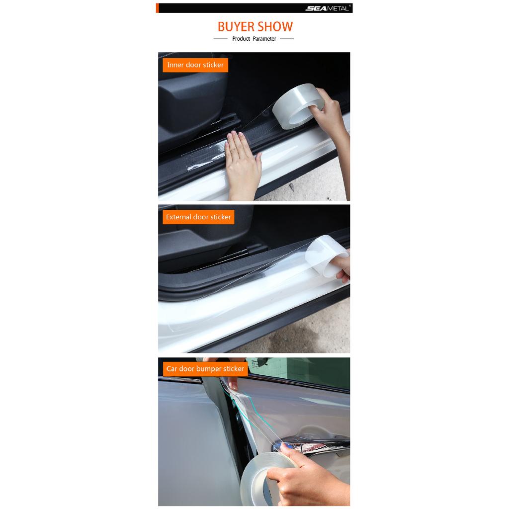SEAMETAL Car Stickers Door Edge Protector Universal Car Door Sill Sticker Anti Scratch Transparent Film Auto Threshold Guard Interior Mirrors 6