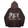 Y2K Zip-Up Hoodie Oversized Streetwear Sweatshirt With Digital Print Women