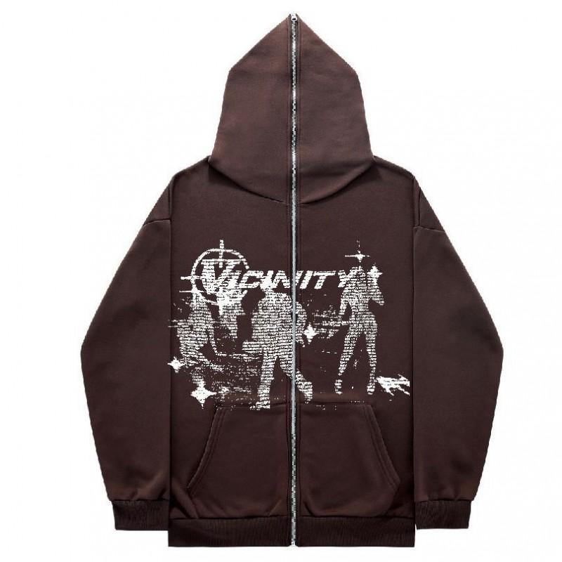 Y2K Zip-Up Hoodie Oversized Streetwear Sweatshirt With Digital Print Women