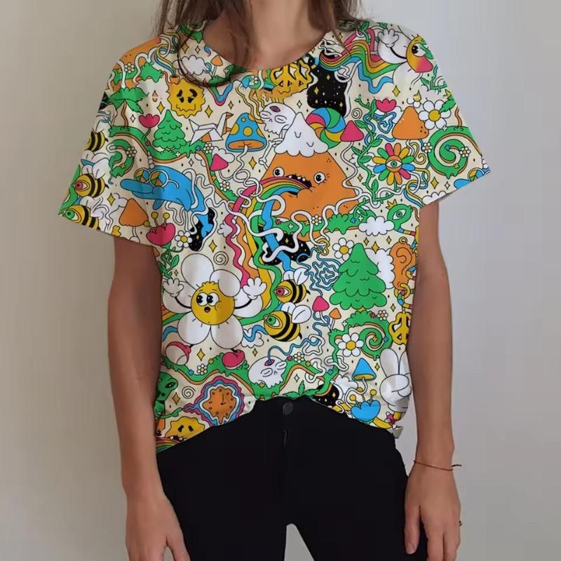 

Fun Women s T-shirt 3D Easter Egg T-shirt Harajuku Casual Short Sleeved Top Oversized Women s Clothing Summer New Style XS