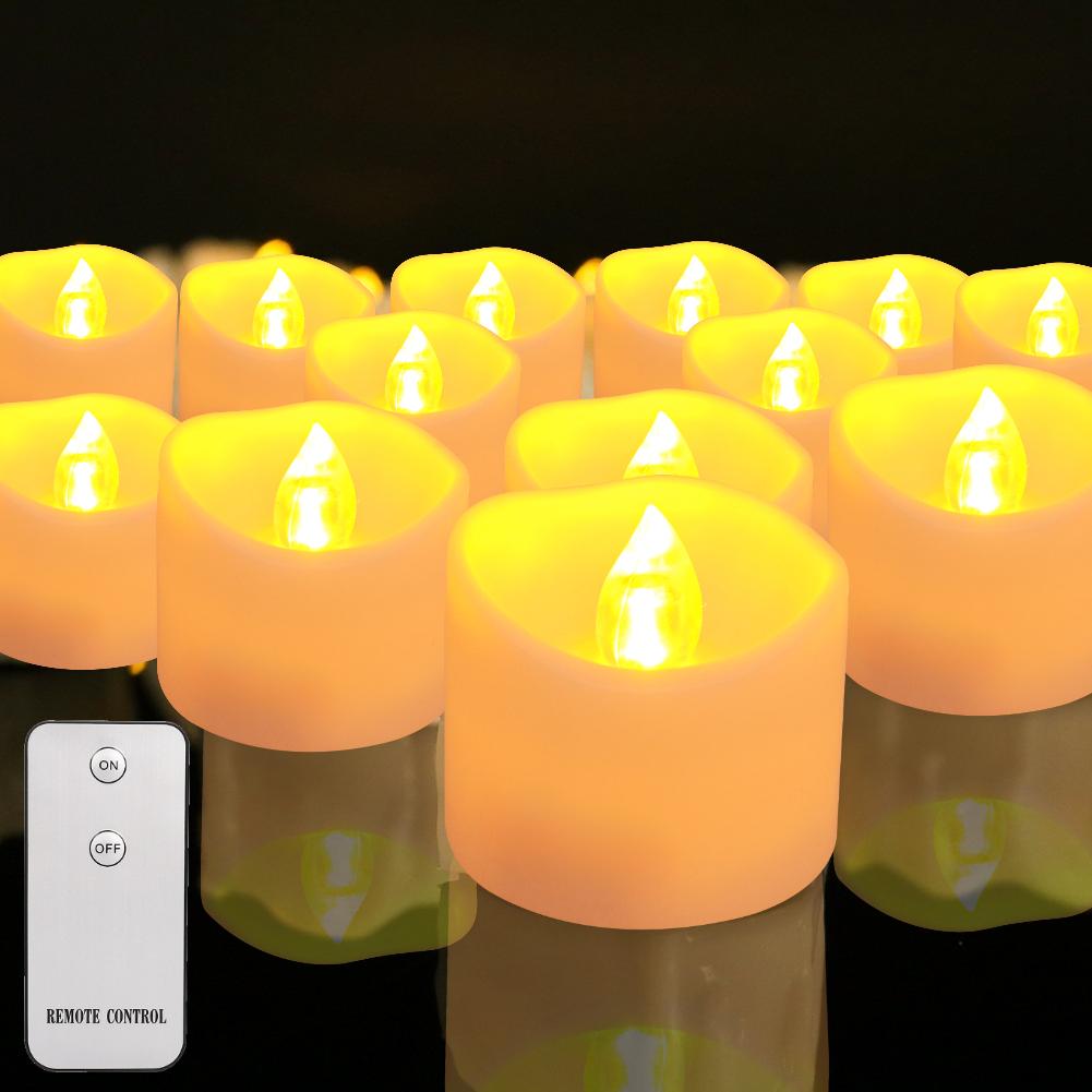 24Pcs Flickering LED Candle Tealights No-Remote/Remote Control Candles Flameless With Battery For Wedding Home Christmas Decors