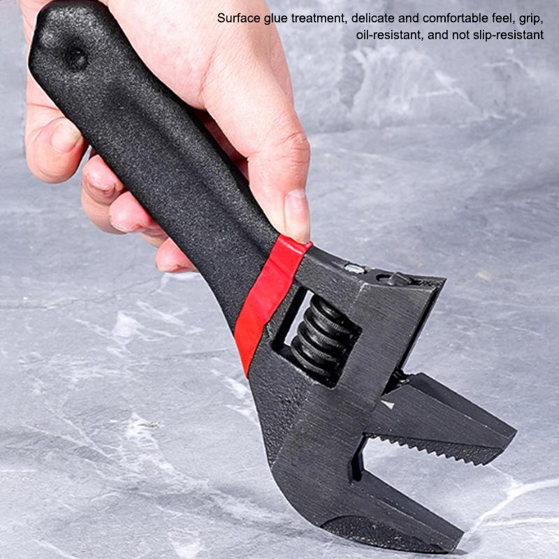 1 Pcs 6/8" Short Handle Adjustable Wrench Oversized Open Bathroom Wrench Mini Small Board Large-Diameter Adjustable Short Handle
