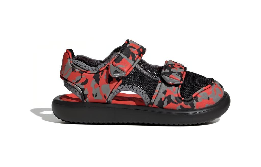 adidas Comfort Sandals Cushioning Abrasion Resistant Breathable Children's Sandals Gray Red Pre School IE0303
