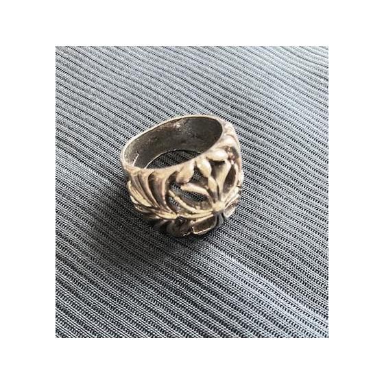 Used vintage silver ring cross motif