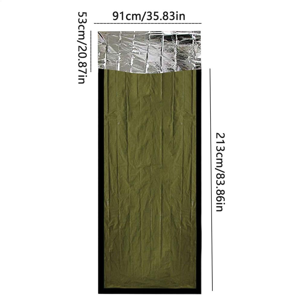 

Emergency Sleeping Bag Outdoor Survival PET Thermal Blanket Ultra Waterproof Tent Sleeping Bag Camping First Aid Emergency Bag зелений