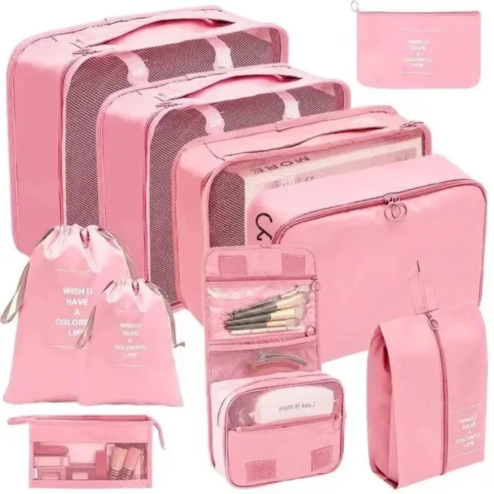 7/10 Stück Set Reise-Organizer Aufbewahrungstaschen Koffer Packwürfel Hüllen Tragbarer Kleiderschrank Gepäck Kleidung Schuhbeutel Faltbar
