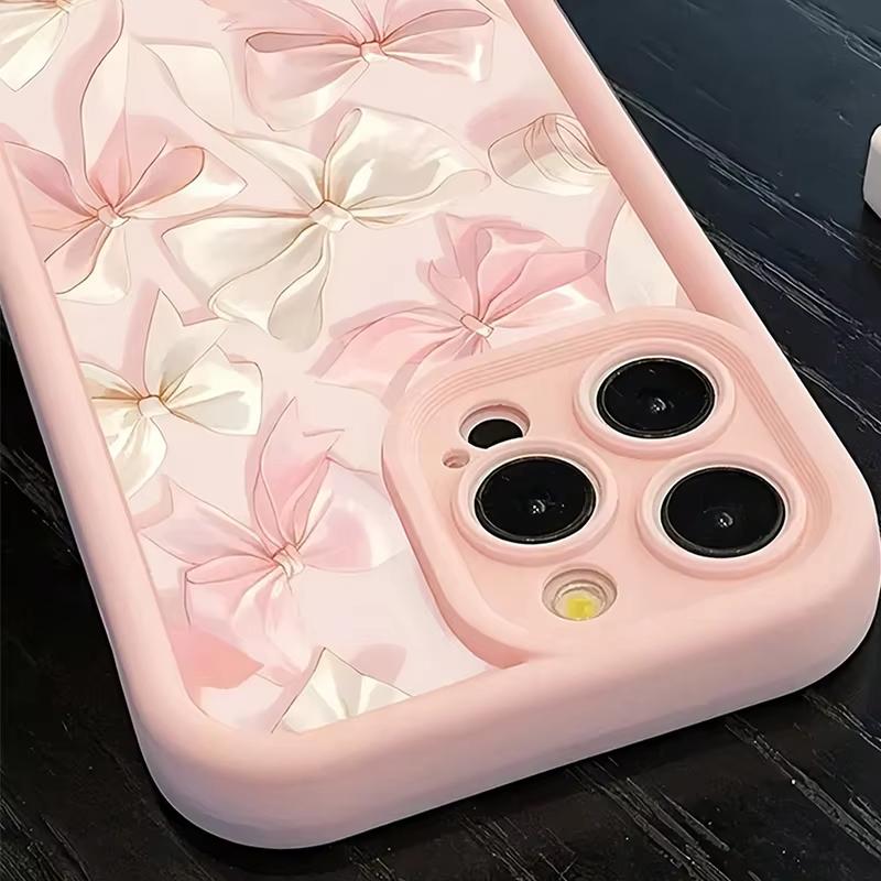Bow-Knot Pink Bow Pattern Shockproof Soft TPU Phone Case For iPhone 11 12 13 14 15 16 Pro Max XS X XR 7 8 Plus 16E SE 2022 Cover