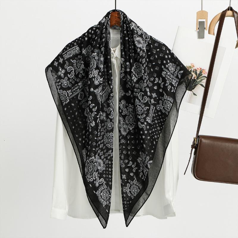 

Silk scarf women s spring and autumn new cashew print Bali yarn versatile square scarf fashion warm outer shawl scarf 104*104cm