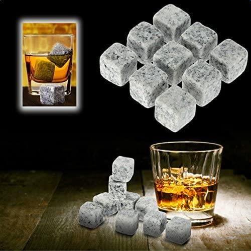 Sada 9 Opakovane PoužIteľNýCh žUlovýCh KameňOv Na Whisky, MastencovýCh Kociek ľAdu, ChladičOv NáPojov-image