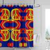 Abstract Symmetrical Shower Curtain-bright Red with Multi-color Geometric Pattern, Modern Bathroom Decoration