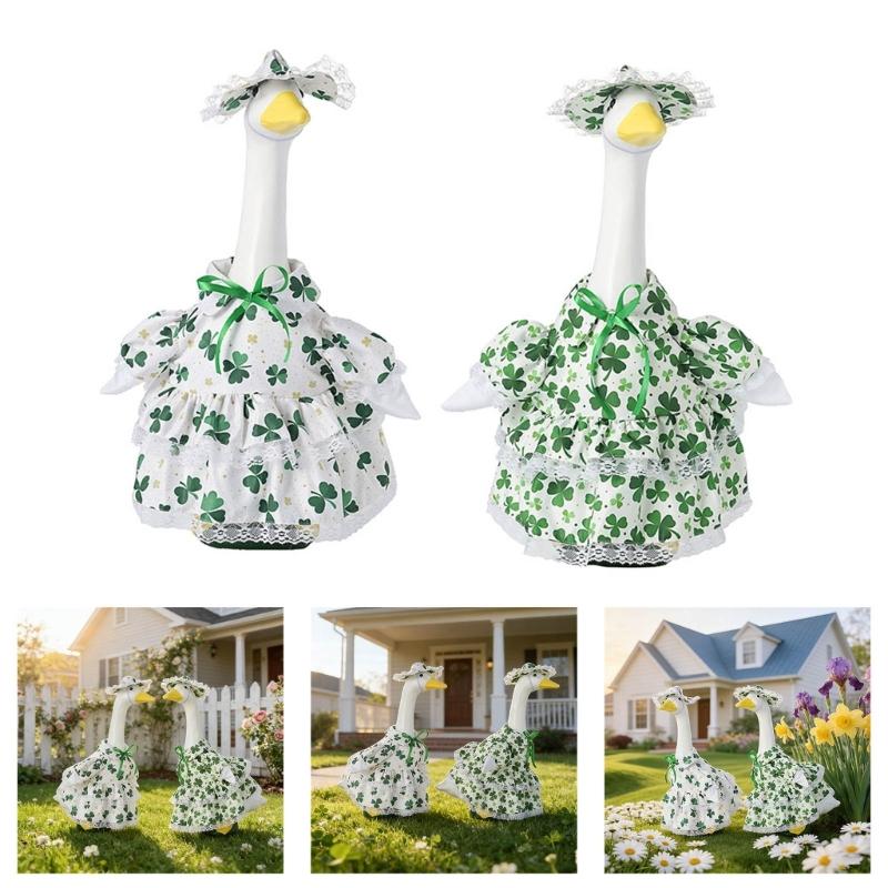 Irish Themed Geese Outfit For Patio Decoration Perfect For Patricks Day Celebration And Spring Parties