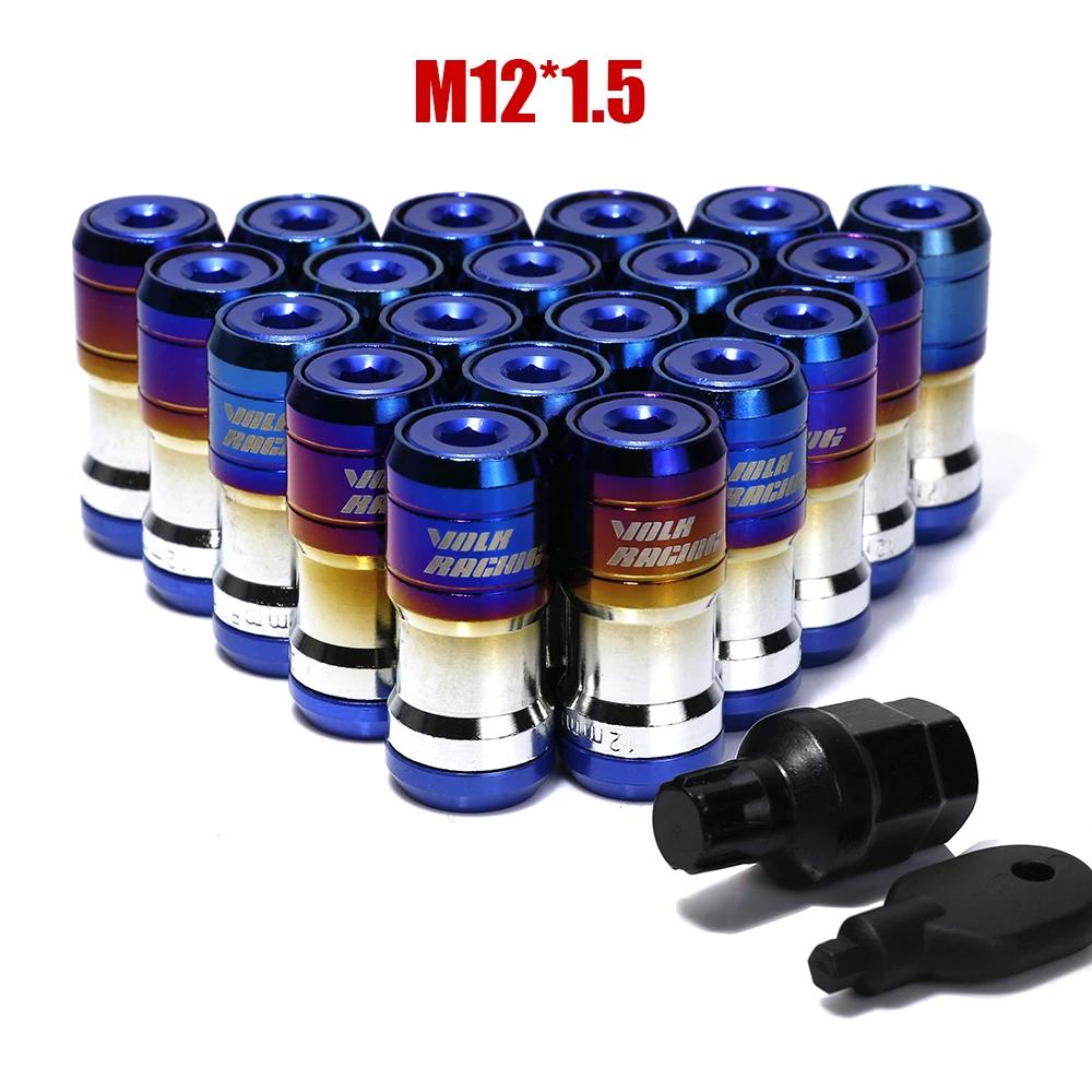 Bunrt Blue Volk Racing Formula Steel Wheel Nuts Car Wheels Rims Lug Nut 20pcs/set M12x1.5