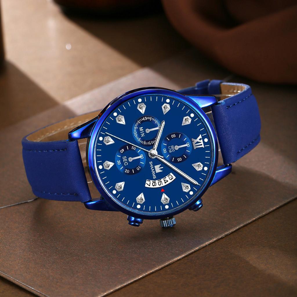 Classic Quartz Watch And Beaded Bracelet Set For Men With Decorative Elements