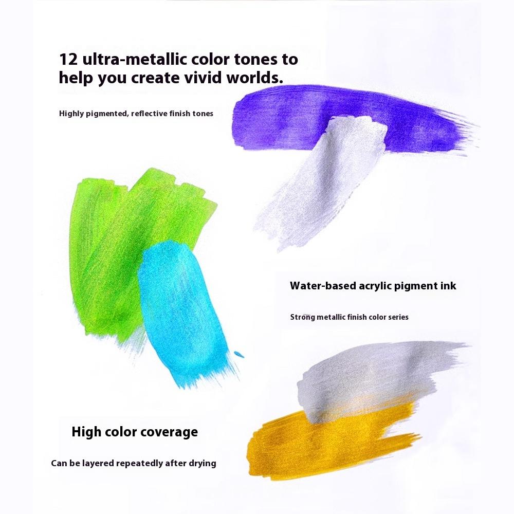 Glitter Metallic 6mm Tip Air Erasable Paper Pen DIY Journal Greeting Card Calligraphy Marker 12 Colors Digital Marker Pens