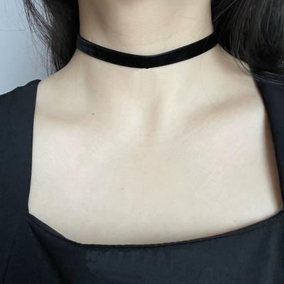 Jednoduchý vintage černý sametový řetízek na krk Choker Náhrdelník Choker Náhrdelník Choker Náhrdelník Krátký výstřih na klíční kosti Výstřih Doplňky