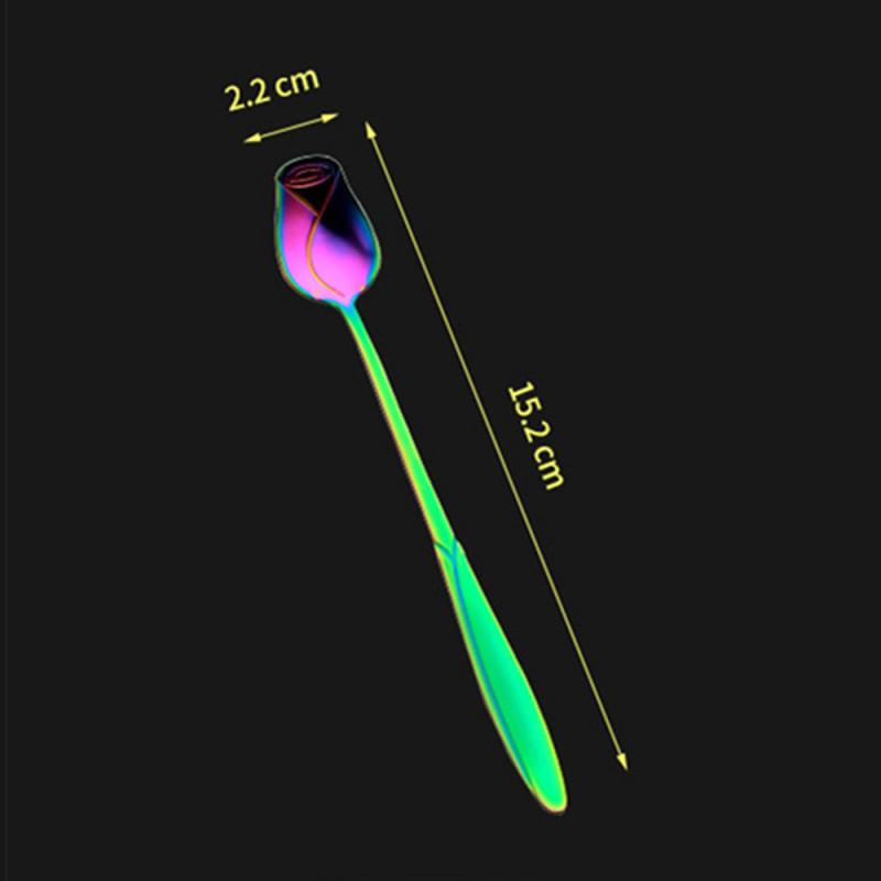 Small Teaspoon Colorful Stainless Steel Spoon Tea Spoon Long Handle Dessert Spoon Creative Coffee Spoon