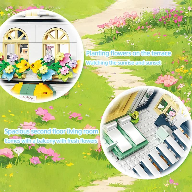 Non-Toxic 998Pcs City Flower House Building Blocks Creative Plant Villa Model Bricks Desktop Decoration Diy Toy For Kids Holiday Gifts