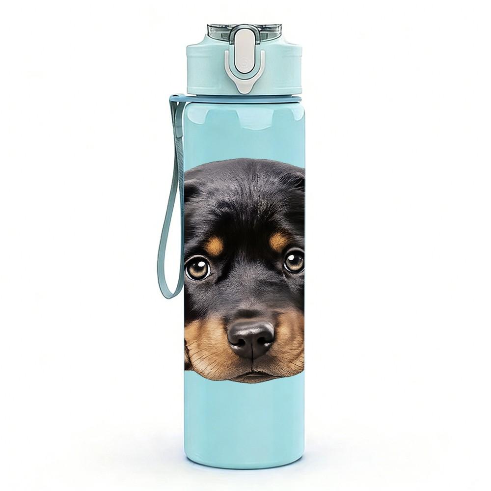 1PC Black Labrador Dog Peeking Portrait Print 750ml Color Plastic Sports Water Bottle Leakproof Flip Straw Lid Suitable for Sports Office Home Use