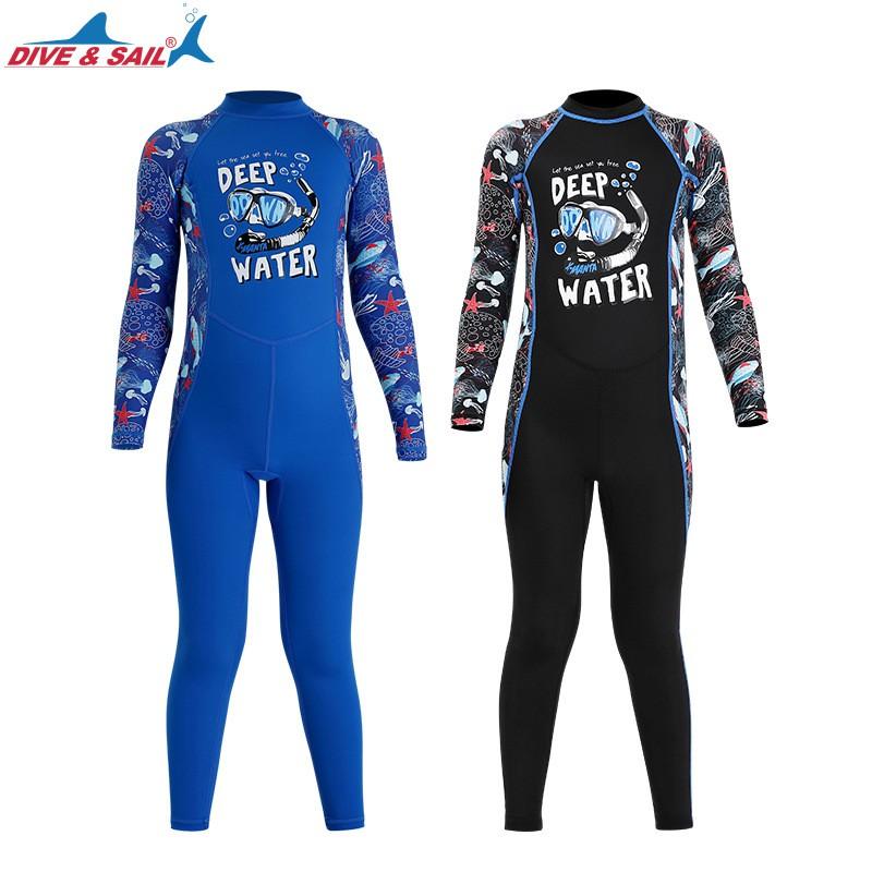 Kids UPF 50 Long Sleeve Rash Guard Swimsuit Snorkeling Swimming
