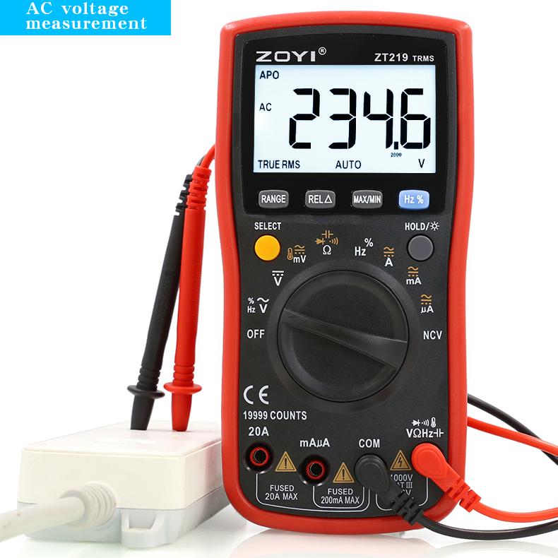ZOYI Auto-Range Multimeter ZT219 Hochpräzises 4,5-stelliges True RMS Digitalmultimeter mit Überlastschutz, 19999 Counts