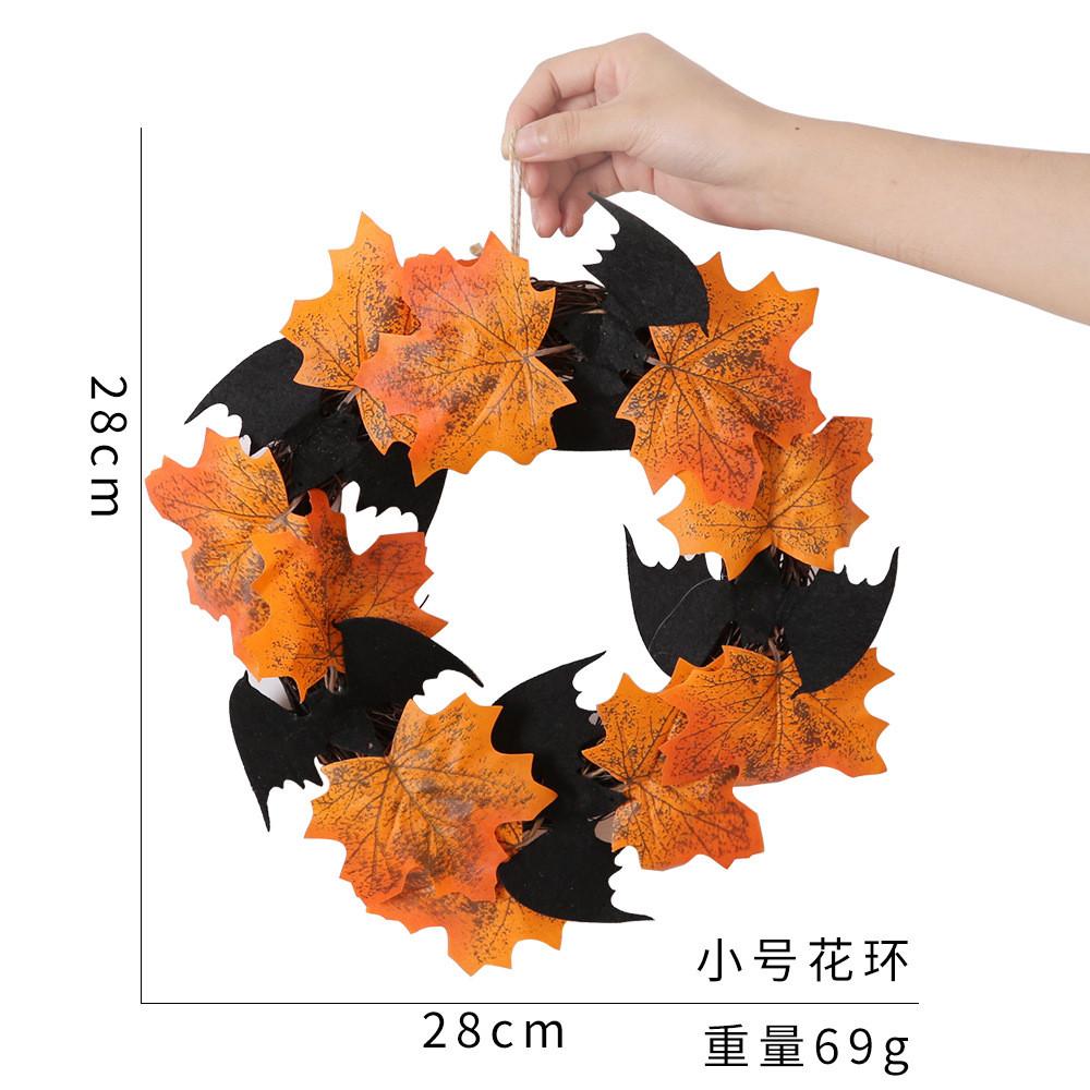 Faux Exquisite Maple Leaf Halloween Wreath With Decorative Bats Perfect For Holiday Decor Wall