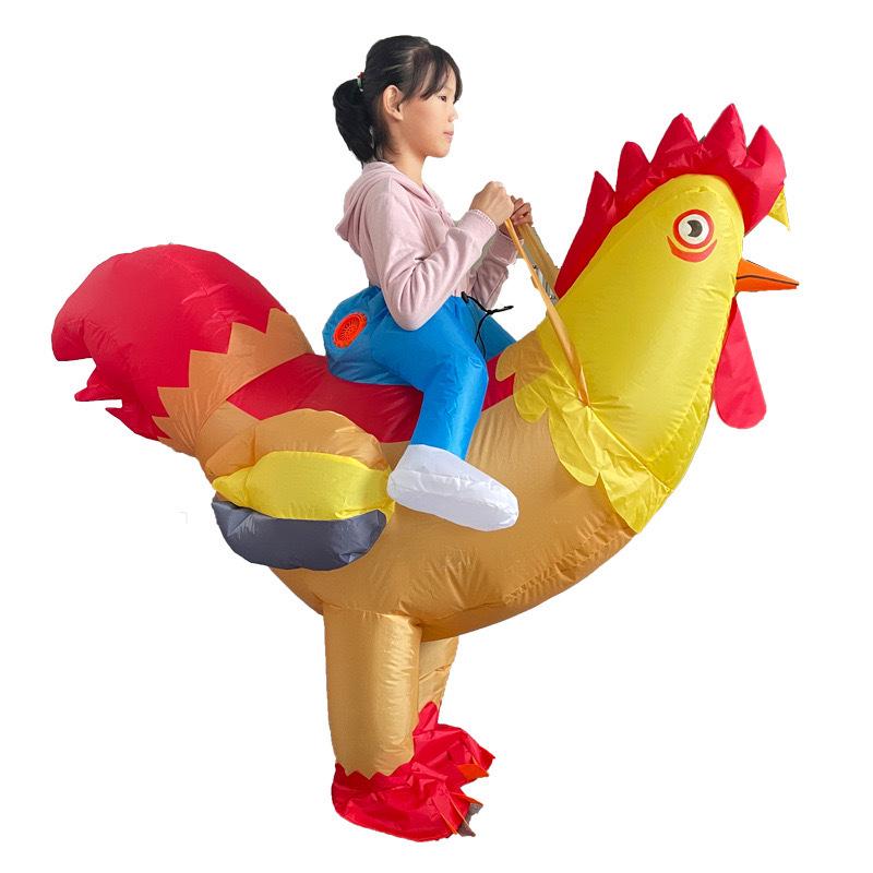 Colorful Inflatable Rooster Costume for Kids' Halloween and Stage Performances