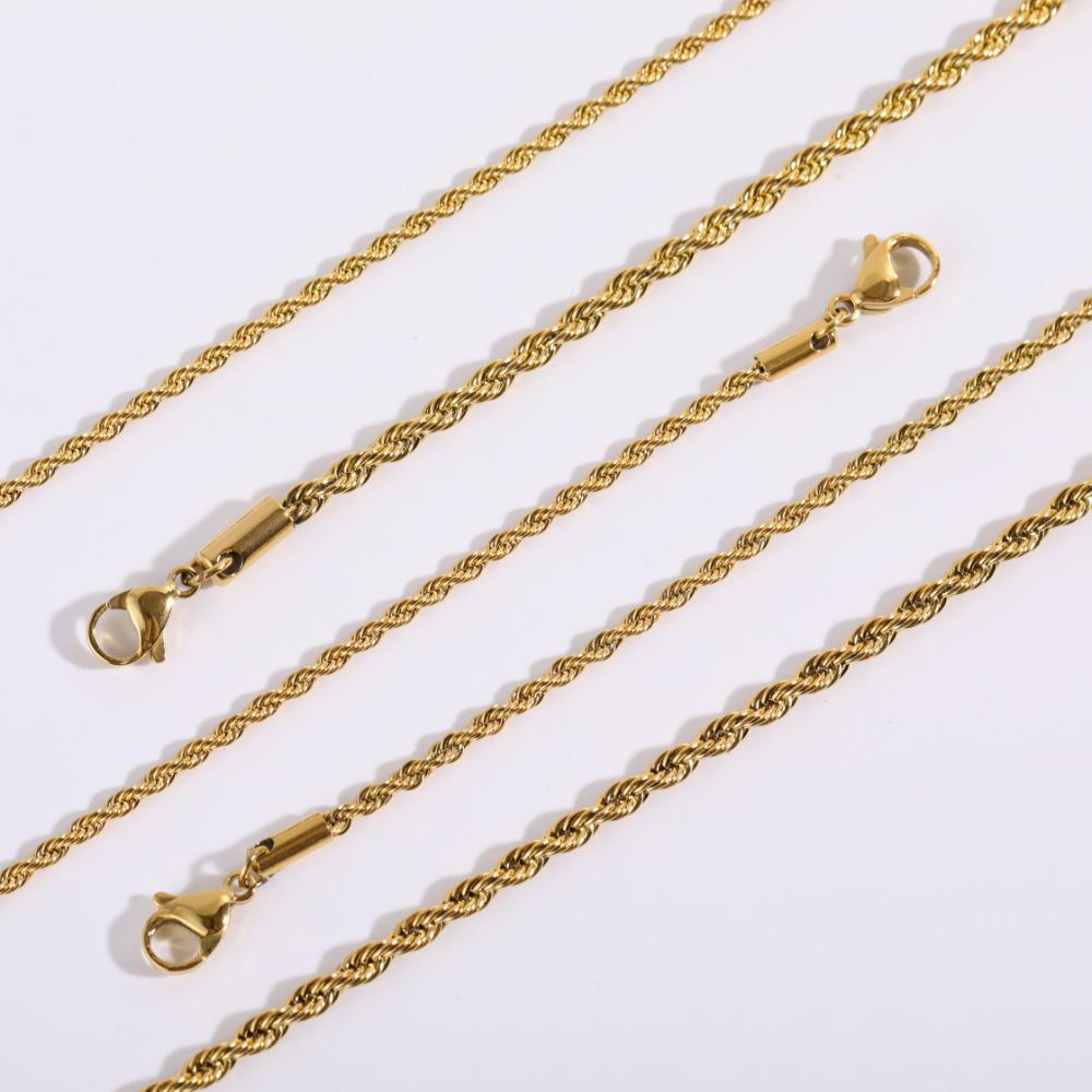 Stainless Steel Plain Bare Chain Basic Chain Necklace Twist Chain Furnace Vacuum Plating 18K Gold Necklace