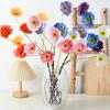 3 Heads Full Blooms Artificial Flower Real Touch Fake Silk Flower Branch with Long Stem for Home Kitchen Party Table Centerpiece