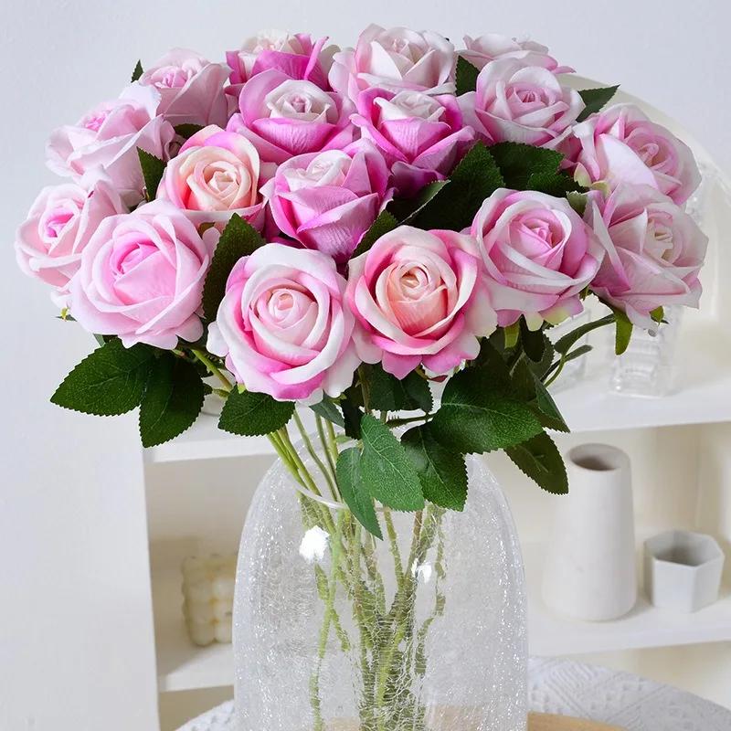 100 pezzi di bouquet di fiori di rosa di seta di velluto artificiale dall'aspetto reale rose finte centrotavola per matrimoni a casa decorazioni per feste
