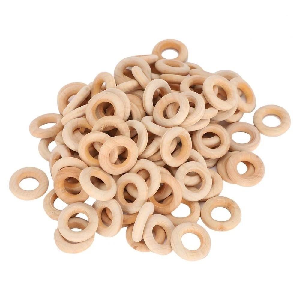 200pcs Smooth Surface Wooden Rings Log Color Wood Circles DIY Crafts Accessory  Jewelry Making