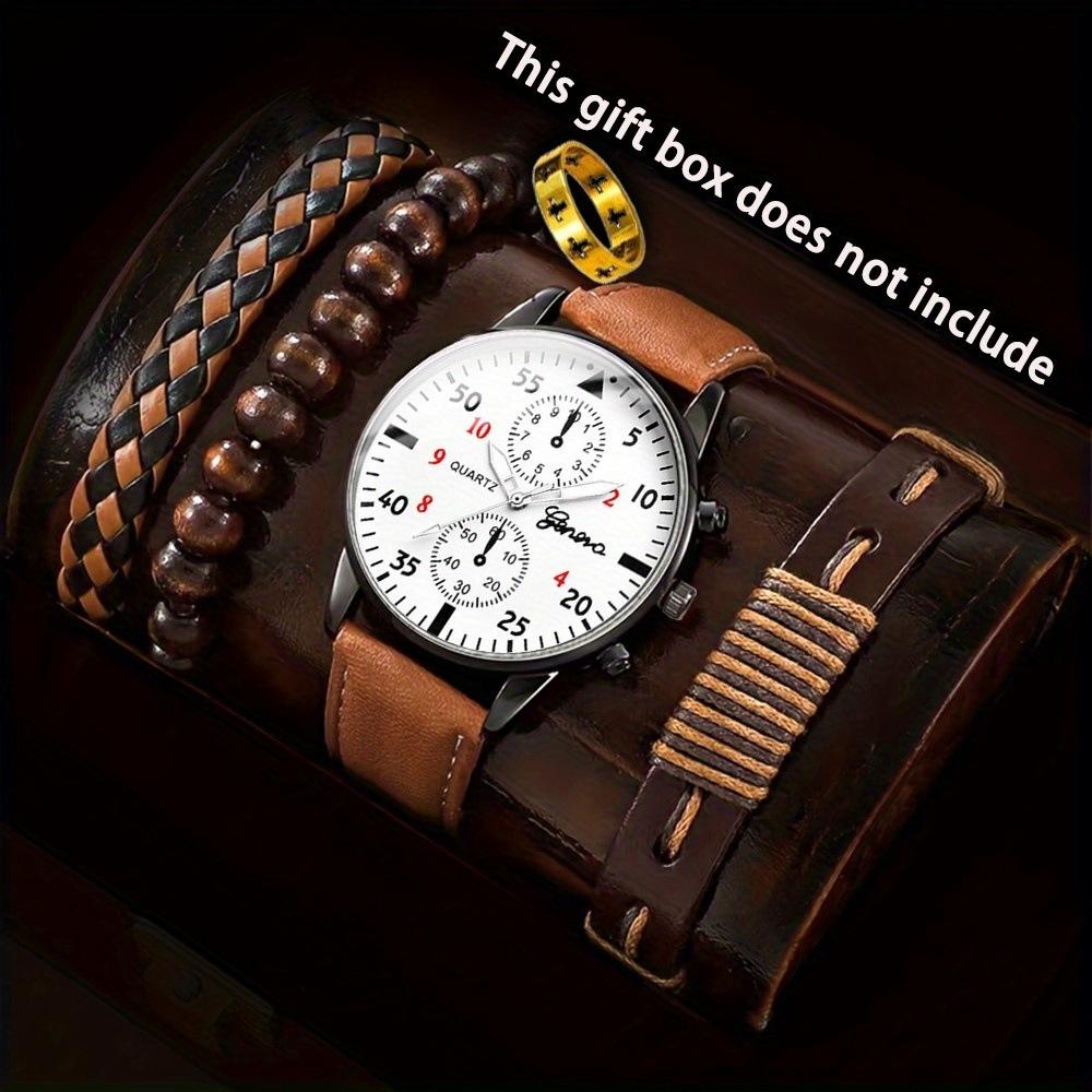 Watch Accessories Set Men'S Watch Accessories Ring Business Pu Belt Quartz Watch