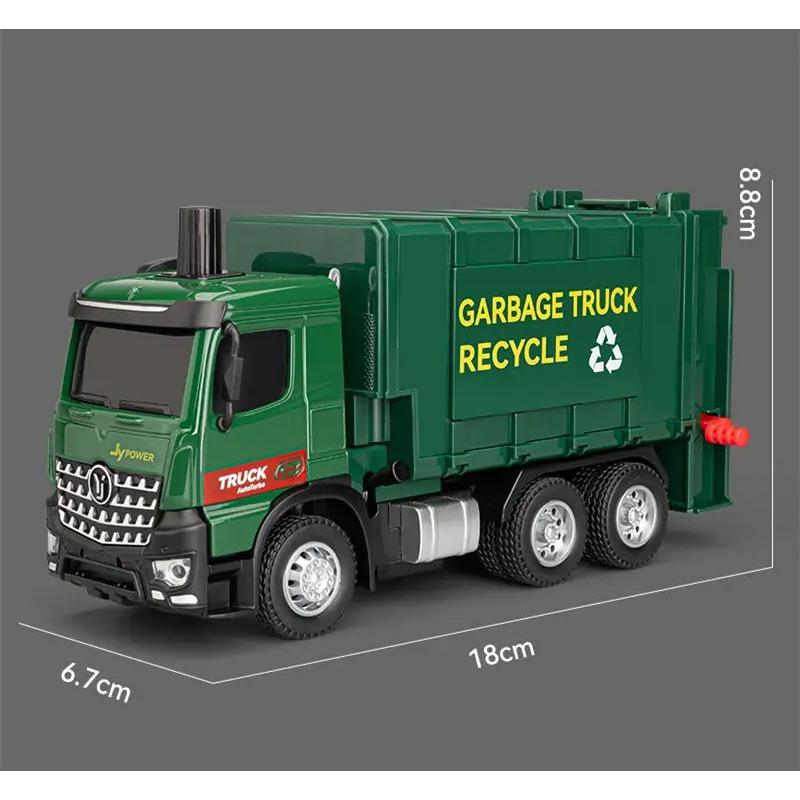 New 1/50 Pneumatic Control Garbage Truck Car Model Diecast Metal City Garbage Sorting Sanitation Vehicle Car Model Kid Toy Gift
